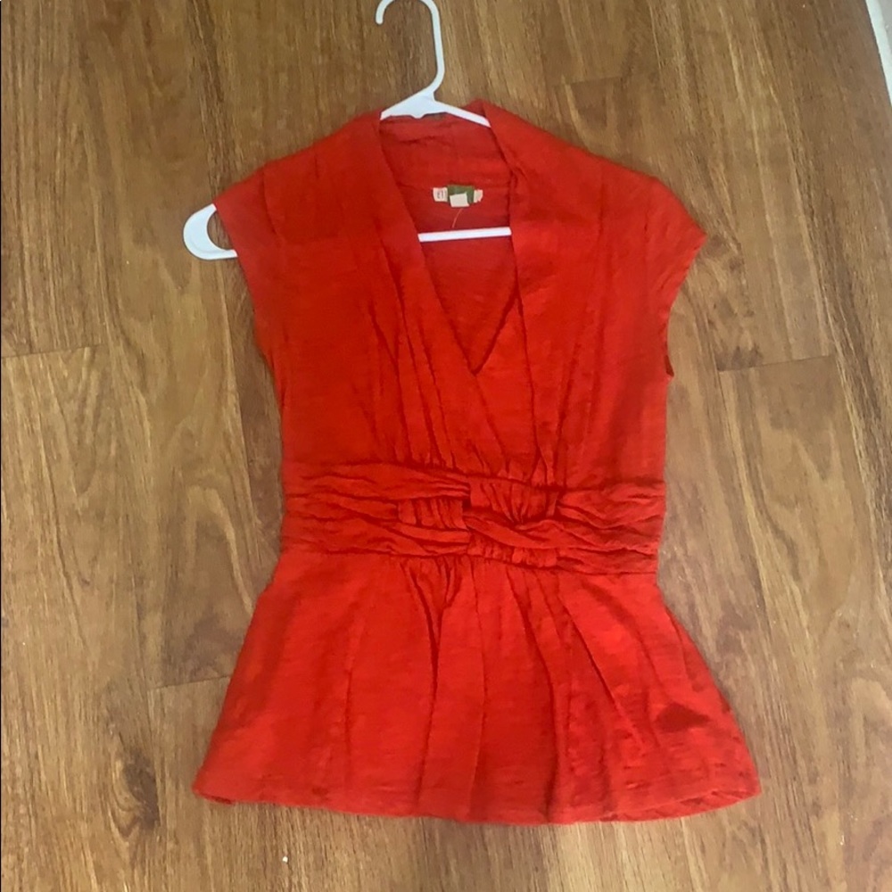 Royal red blouse v-neck